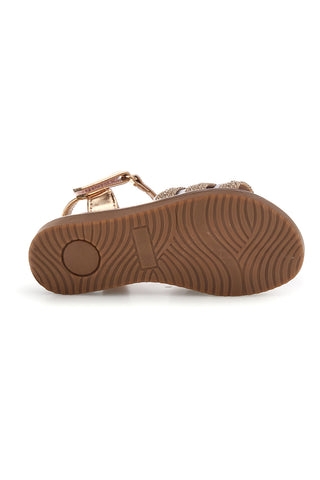 Roza zlati sandali s pletenimi trakovi Pitt kids 392625S