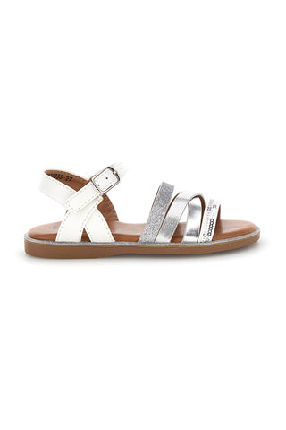 Srebrno beli sandali z nastavljivo zaponko Pitt kids 392633S