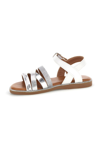 Srebrno beli sandali z nastavljivo zaponko Pitt kids 392633S
