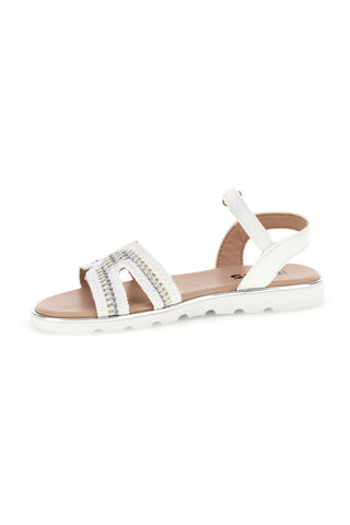 Beli sandali s pletenim sprednjim delom in srebrnimi detajli Pitt kids 392629S