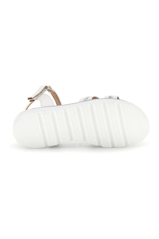 Beli sandali s pletenim sprednjim delom in srebrnimi detajli Pitt kids 392629S