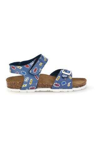 Modri sandali z modrim potiskom, zaponko in trakom Pitt kids 45289GHE