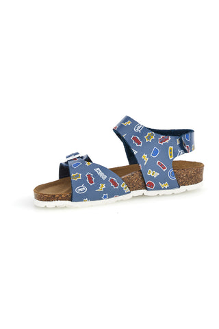 Modri sandali z modrim potiskom, zaponko in trakom Pitt kids 45289GHE