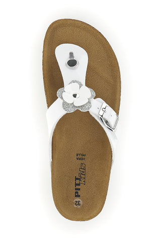 Beli sandali z zaponko in aplikacijo Pitt kids 45261GVW