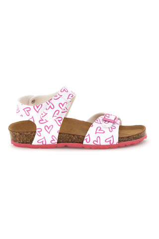 Beli sandali s srčnim potiskom z dvojno nastavitvijo Pitt kids 45289glo