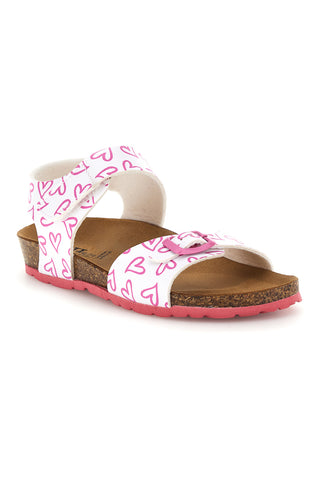 Beli sandali s srčnim potiskom z dvojno nastavitvijo Pitt kids 45289glo