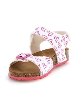 Beli sandali s srčnim potiskom z dvojno nastavitvijo Pitt kids 45289glo