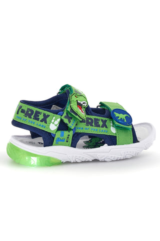 Modro-zeleni sandali z motivom T-Rexa z lučkami dinozavrov S8020229T10