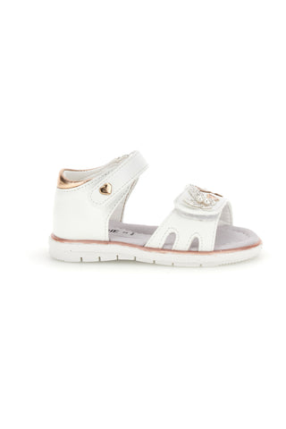 Sandali bianchi con cuori oro rosa Grazie girl 200C574