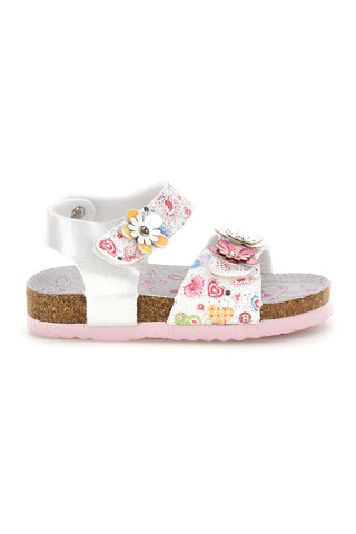 Beli sandali s cvetličnim vzorcem in trakovi Pitt kids 14223
