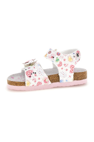 Beli sandali s cvetličnim vzorcem in trakovi Pitt kids 14223