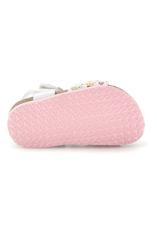 Beli sandali s cvetličnim vzorcem in trakovi Pitt kids 14223