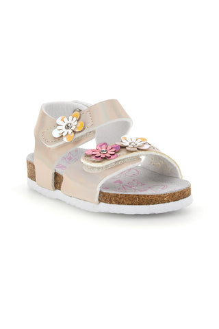 Prelivajoči se beli sandali z rožami Pitt kids 14330