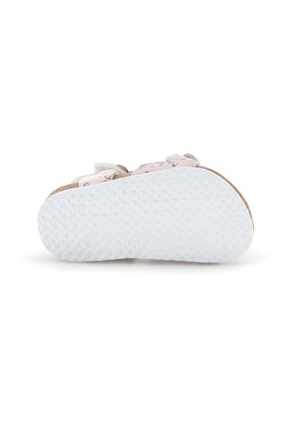 Beli sandali s cvetličnim vzorcem in potiskom samoroga Pitt kids 14602