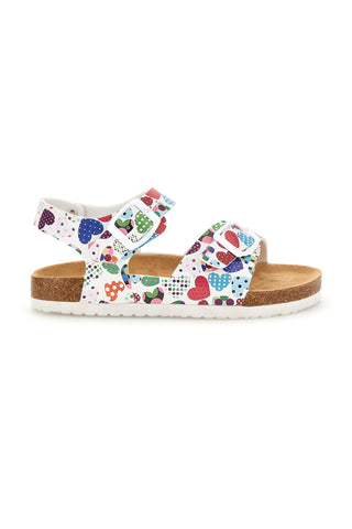 Beli sandali s potiskom srčkov Pitt kids 14606