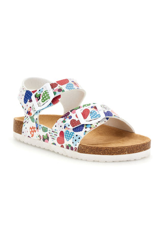 Beli sandali s potiskom srčkov Pitt kids 14606