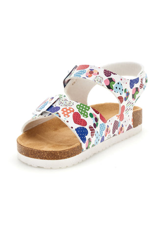 Beli sandali s potiskom srčkov Pitt kids 14606