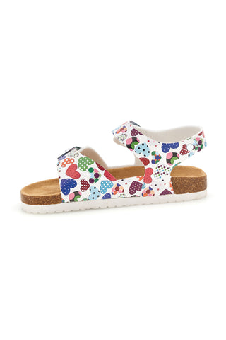 Beli sandali s potiskom srčkov Pitt kids 14606