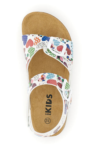 Beli sandali s potiskom srčkov Pitt kids 14606