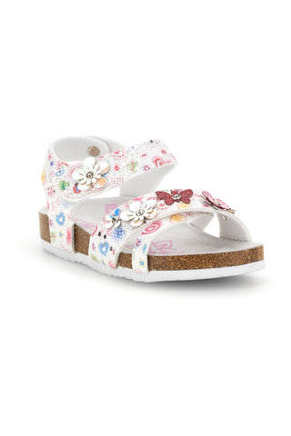 Beli sandali s cvetličnim potiskom Pitt kids 14407