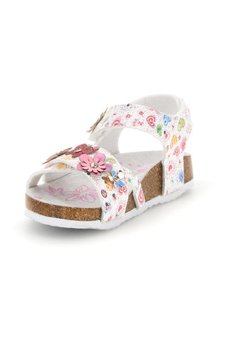 Beli sandali s cvetličnim potiskom Pitt kids 14407