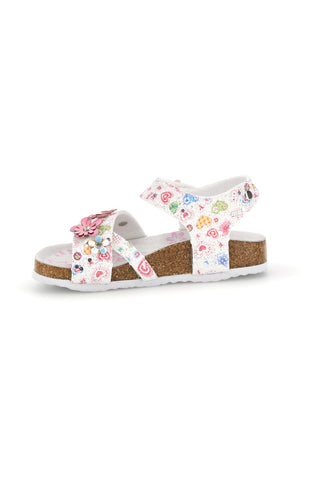 Beli sandali s cvetličnim potiskom Pitt kids 14407