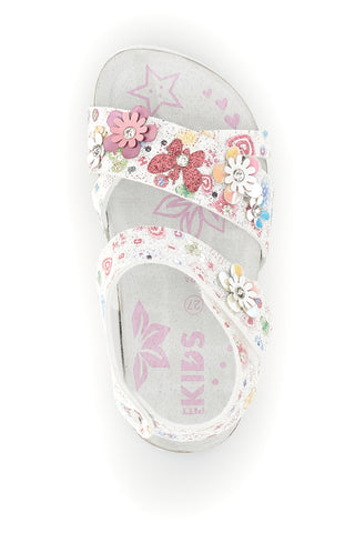 Beli sandali s cvetličnim potiskom Pitt kids 14407
