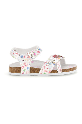 Beli sandali s cvetličnim potiskom Pitt kids 14407