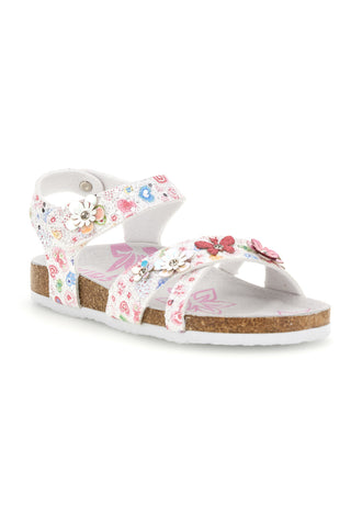 Beli sandali s cvetličnim potiskom Pitt kids 14407