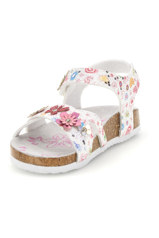 Beli sandali s cvetličnim potiskom Pitt kids 14407