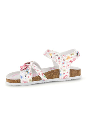 Beli sandali s cvetličnim potiskom Pitt kids 14407