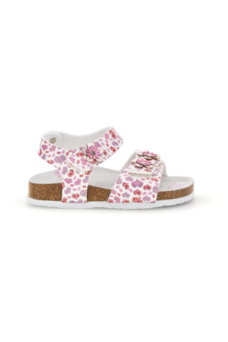 Beli sandali s potiskom srčkov Pitt kids 14609