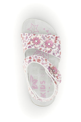 Beli sandali s potiskom srčkov Pitt kids 14609
