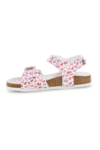 Beli sandali s potiskom srčkov Pitt kids 14609