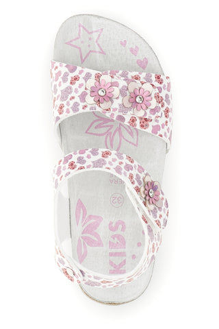 Beli sandali s potiskom srčkov Pitt kids 14609
