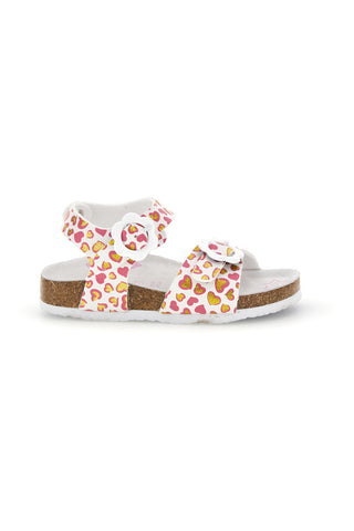 Beli sandali s potiskom srčkov Pitt kids 14611