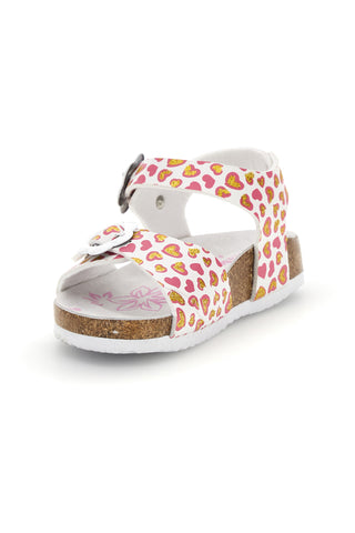 Beli sandali s potiskom srčkov Pitt kids 14611