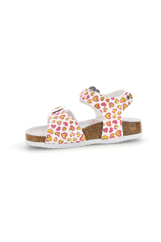 Beli sandali s potiskom srčkov Pitt kids 14611