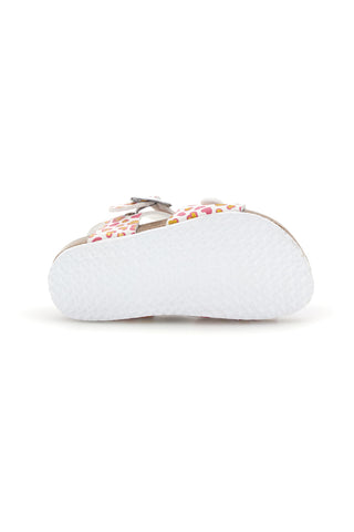 Beli sandali s potiskom srčkov Pitt kids 14611