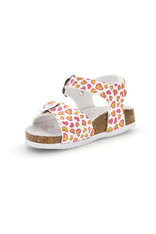 Beli sandali s potiskom srčkov Pitt kids 14611