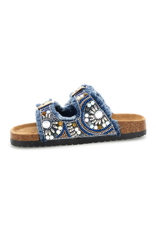 Modri copati s kamenčki in dvojno zaponko Pitt kids 14613