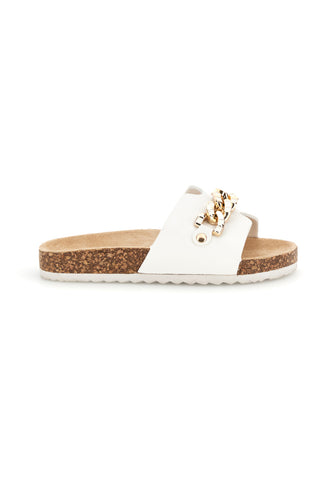 Beli copati z zlato verigo Pitt kids 14614