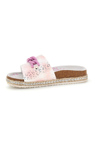 Beli copati s cvetlično aplikacijo Pitt kids 14436