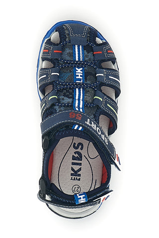 Modri sandali z zaprtim prstom in zapenjanjem na trak Pitt kids 15113