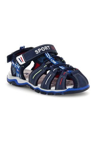 Modri sandali z zaprtim prstom in zapenjanjem na trak Pitt kids 15113