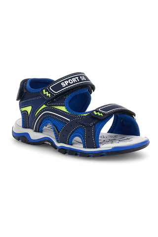 Modri sandali s kontrastnimi detajli in zapenjanjem na trak Pitt kids 15115