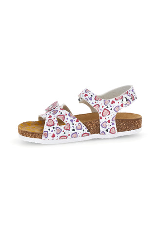 Beli sandali z rožnatim potiskom srca Pittarello bio 257A743SR