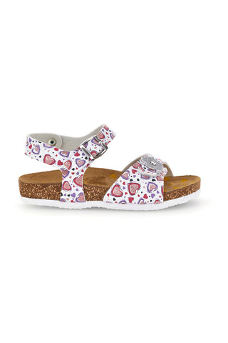 Beli sandali z rožnatim potiskom srca Pittarello bio 257A112SR
