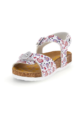 Beli sandali z rožnatim potiskom srca Pittarello bio 257A112SR