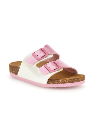 Beli in roza copati z dvojno zaponko Pittarello bio 257A206SR